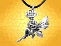 Pendentif Fe Faerie accroche  une Rose ANG117