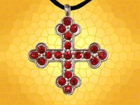 Pendentif Croix Chrétienne Argentée Brillants Rouges CRO101A