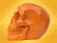 Crâne Orange Brillant Squelette Humain Décoration Gothique DOD032-Oran