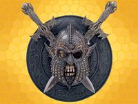 Support Dagues Barbare Crâne et épées avec 2 Armes en Acier DOD193