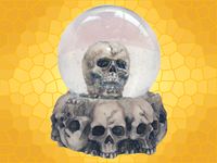 Boule à Neige Macabre Crâne Humain et Empilement Crânes DOD67004-B