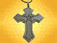 Pendentif Croix Collier Pentagramme Symbolique Fantasy Antique FAN384