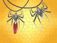 Collier Araignée Rouge Couteau Bijou Spider Fantasy Gothique PEN57282