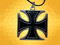 Pendentif croix templier pattée argentée noire TEM43