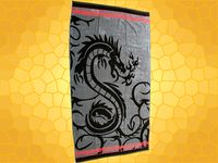 Serviette Dragons Drap de Bain Dragon Stylisé Noir sur fond Gris