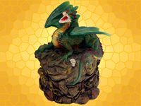 Dragon Vert Boite Figurine Magicien sur Rochers DRA1525