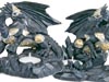 Lot 2 Bougeoirs Dragon Guerrier Armure Fantasy Gothique DRA423